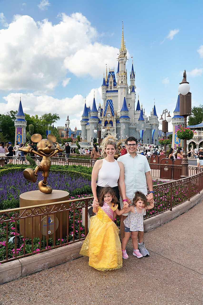 Rachel’s family in front of Cinderella Castle